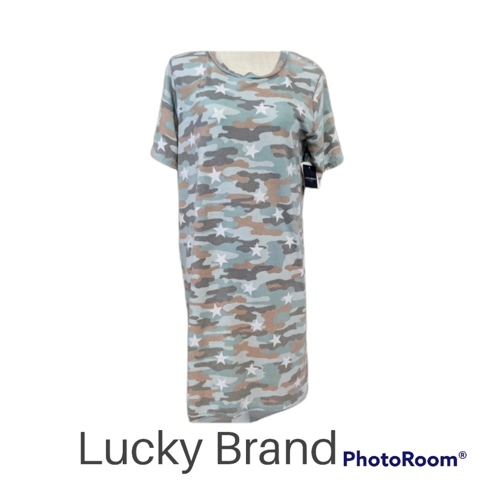 NWT Lucky Brand Camouflage Tee shirt dress
